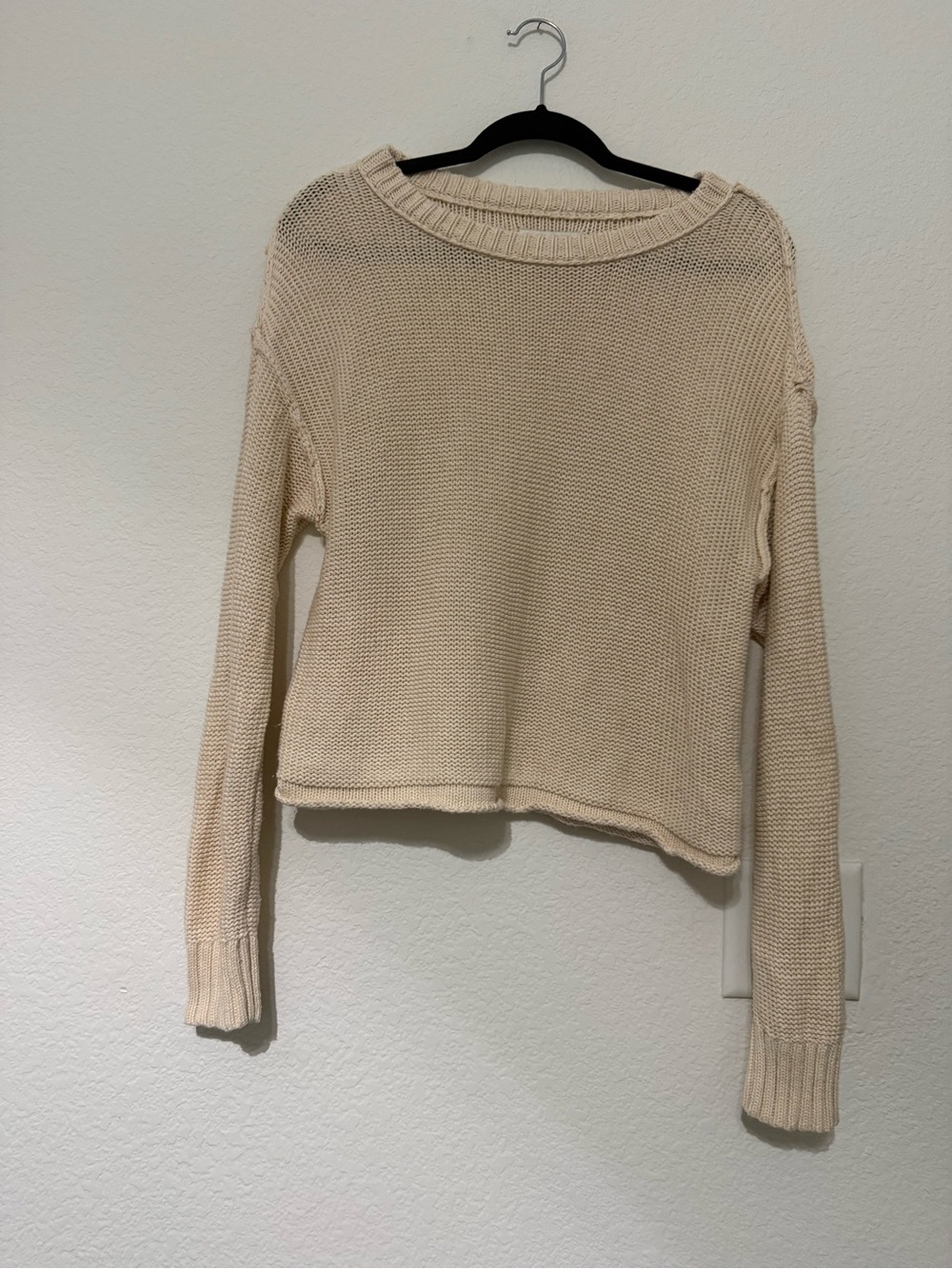 American Eagle Outfitters Cream Knit Crew Sweater